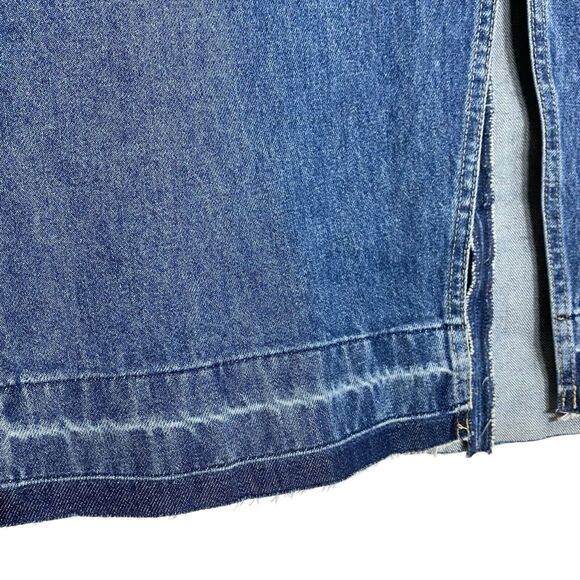 Gap Denim Maxi Skirt Womens 18/34 Blue Slit Pockets Raw Hem Western Modest 90s - Picture 6 of 10